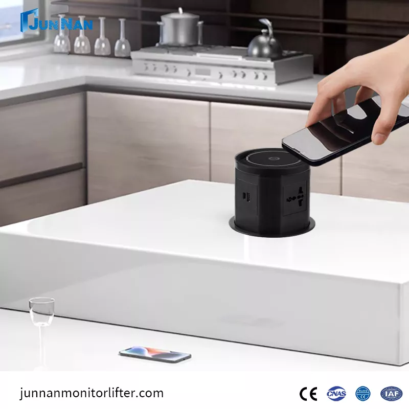 Rejtett süllyesztett irodai asztali power outlet konferenciaasztal felforgatja az aljzatot USB -portdal